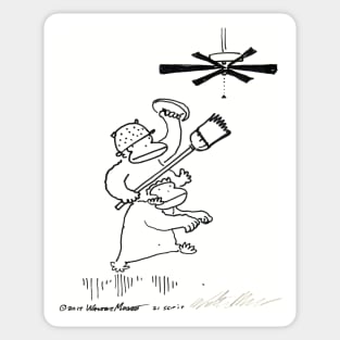 Quixotic Apes Tilt at Ceiling Fan Sticker